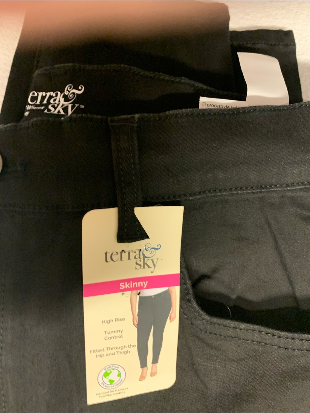 Terra & Sky Black Skinny Jeans Womens Size 18W petite Stomach Control High Rise - Picture 2 of 7